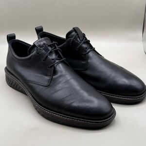 Ecco Mens Hybrid Plain Toe Black Leather Oxford Shoes‎ Comfort Casual Walking Sz